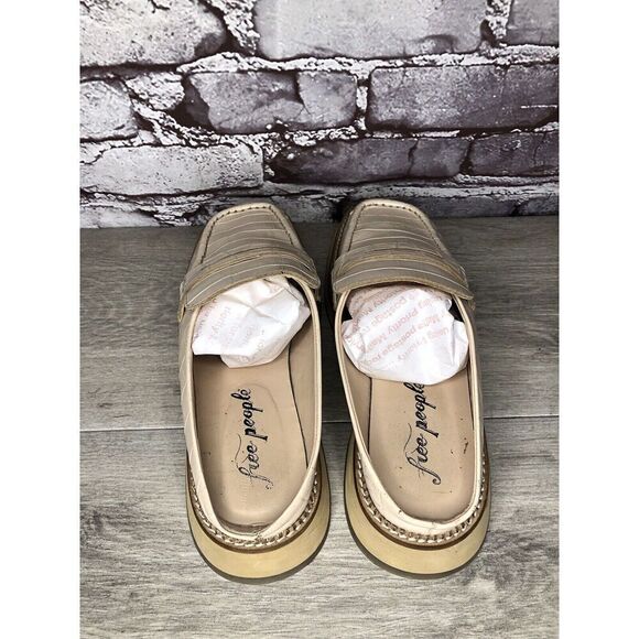 Free People Blush Pink Leather Platform Penny Loafer Mules Women Sz 39EU/8.5M US - Picture 9 of 16